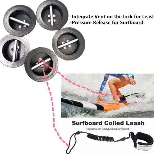 Surfboard Vents Integrate on The Cup For Locking Leash